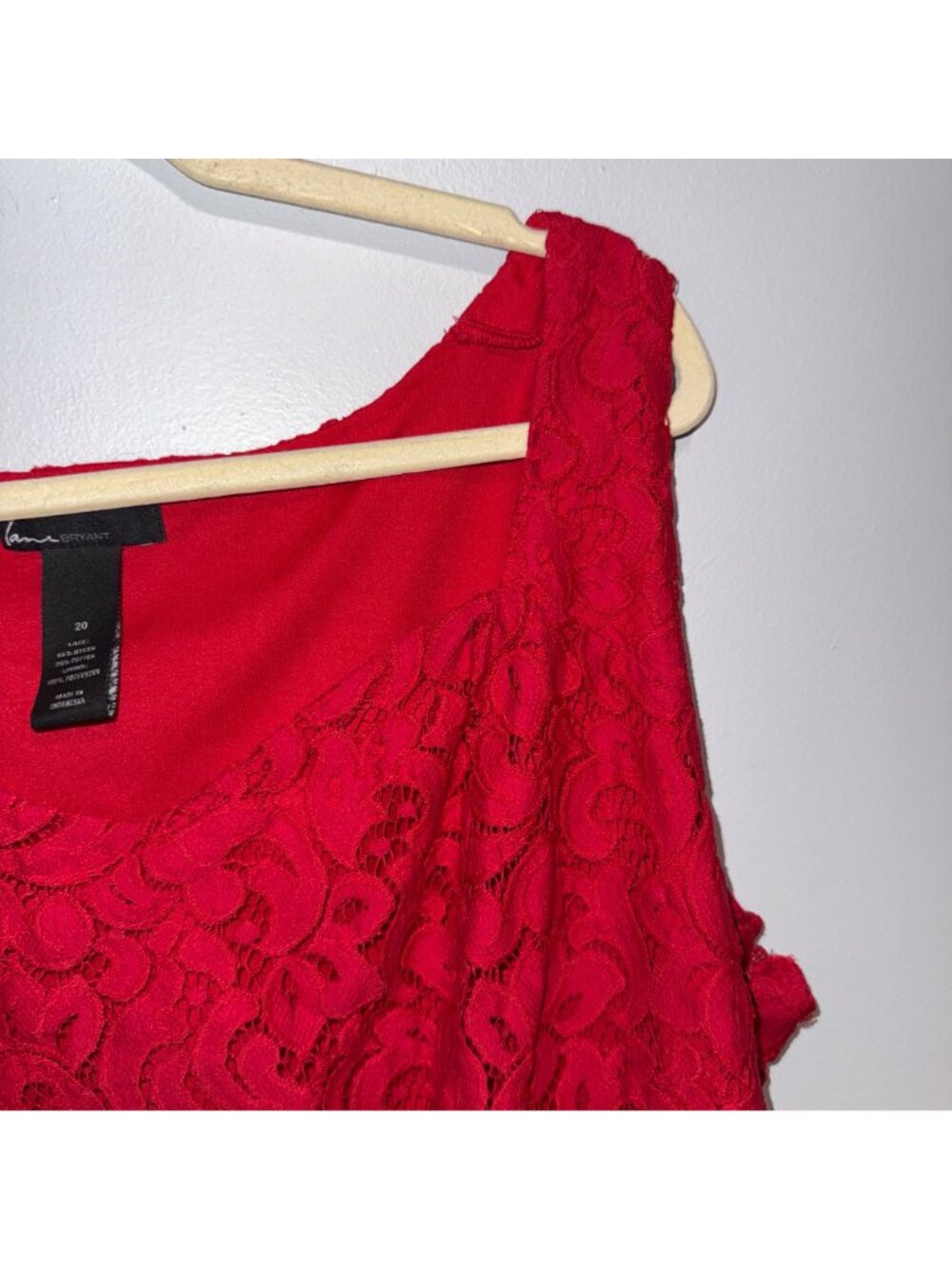 Lane Bryant Red Lace Sleeveless Tank Top Size 20 Polyester Blend Women Plus Size - Picture 2 of 6